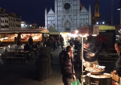 Roasted chestnuts in front of Santa Croce in Florence